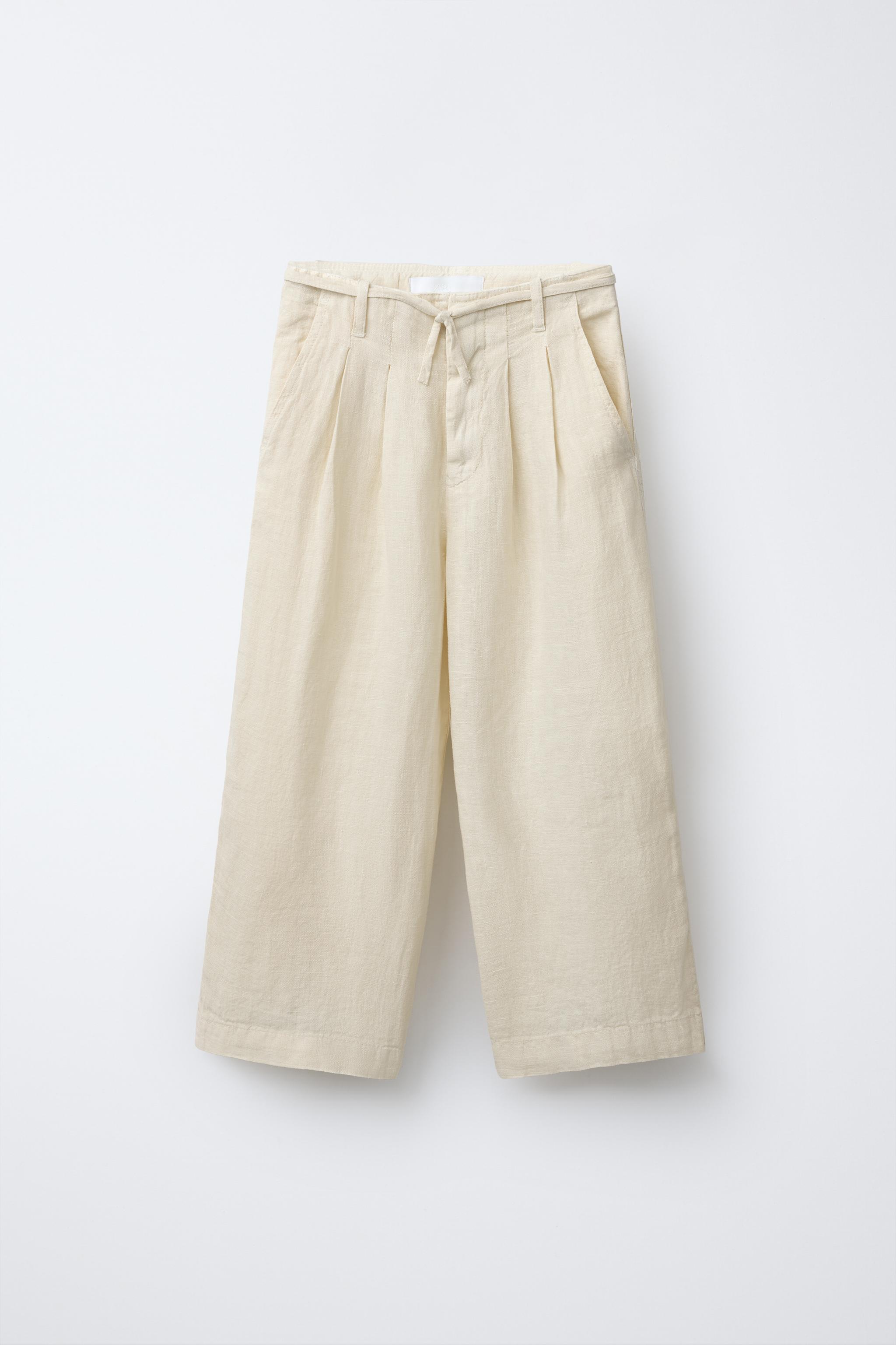 PANTALON 100 % LIN À PLIS
